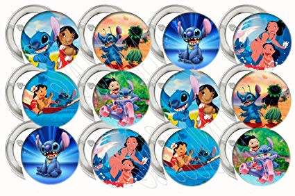 Lilo and Stitch Badges, perfect as Party Treat. Set of 5 Badges