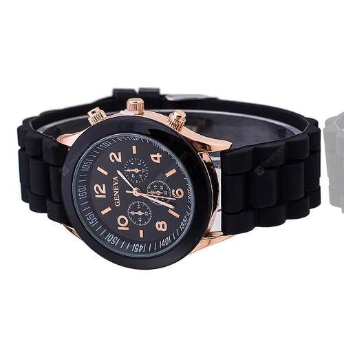 Geneva - Jelly Silicon Watch in Black in Gold Casing
