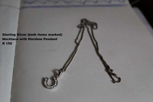 Sterling Silver Necklace with Horseshoe Pendant (both clearly marked)