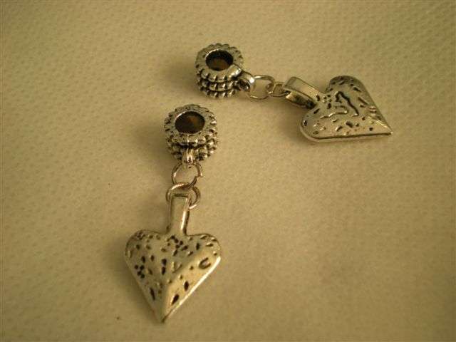 Heart Dangling Silver bead fits most European Charm Bracelets