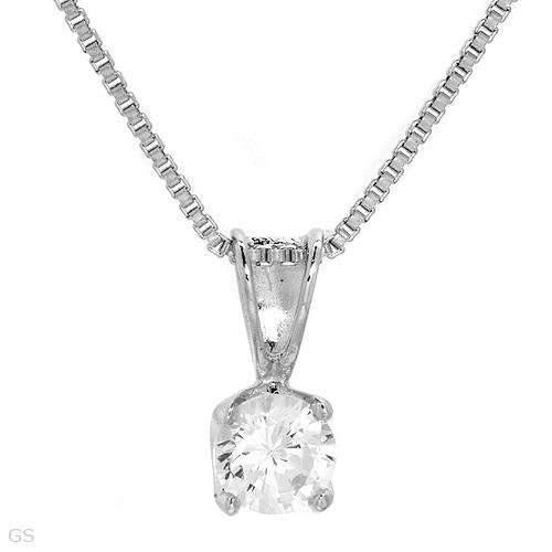 925 Sterling Silver  Necklace with Solitaire Cubic Zirconia