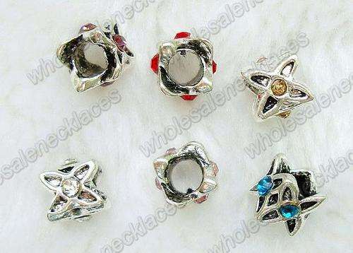 Tibetan Silver Rhinestone Beads, fits most European Charm Bracelets