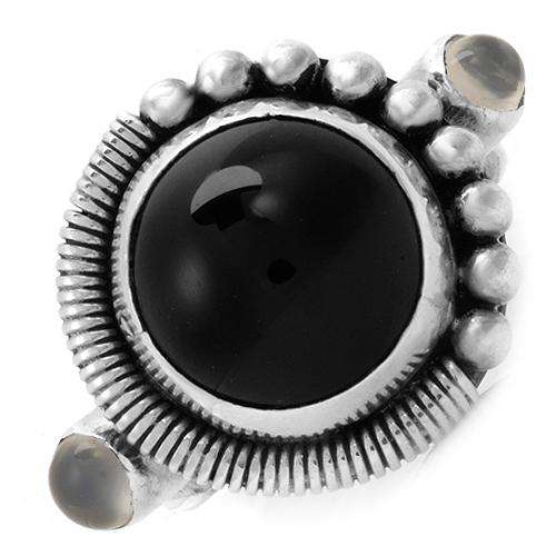 Sterling Silver Ring with Genuine Onyx, Size 6.5