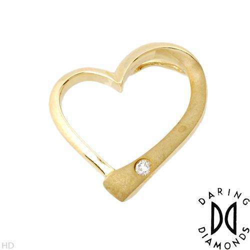 Valentine Special - 14K Yellow Gold Heart Pendant with Genuine Clean Diamond