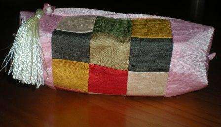 Stunning Silk and Cotton Bag in Pink, Cosmetic Bag, Make up Bag, Pen/Pencil Case, Cellphone Bag..