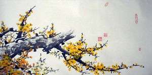 Original Watercolour and Ink Painting, Oriental Chinese Painting "Art Plum Blossom"