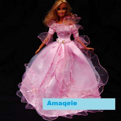 Barbie Clothes, Handmade, Stunning Pink Gown with Veil