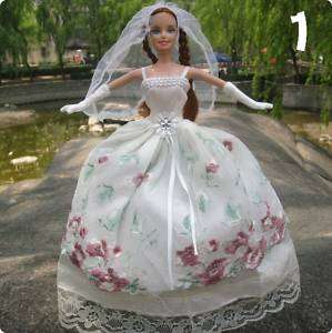 Barbie Clothes, Handmade, White Wedding Dress veil and gloves