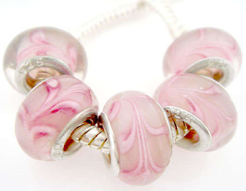 Bead, Pink Murano style Beads