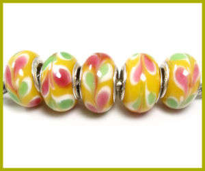 Bead, Yellow Murano Style  Beads