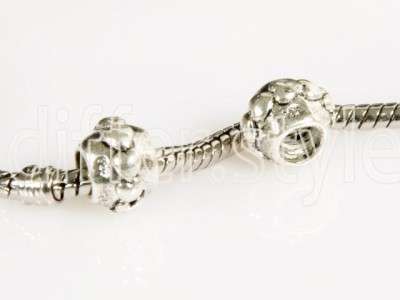 Silver PLATED Bead Hearts, fits most European Charm Bracelets