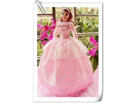 Barbie Clothes, Handmade, Stunning Pink Princess Gown