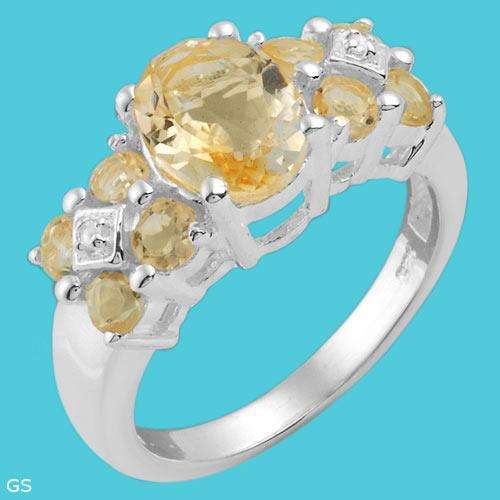 STUNNING !! 925 Sterling silver Ring with Genuine Citrines and Topazes