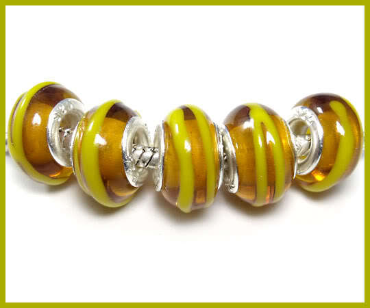 On Special - Bead, Honey with Yellow - Murano Style  Beads
