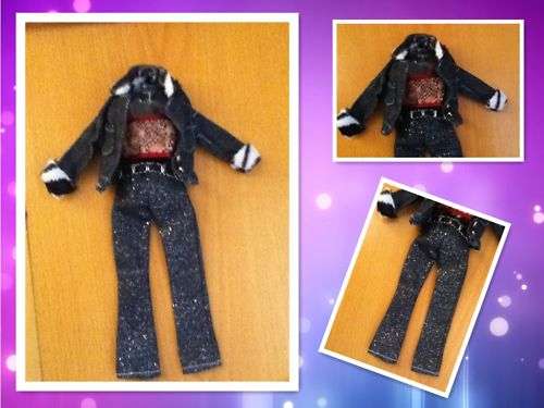 Barbie Clothes, Handmade, Jeans Set 3 pcs