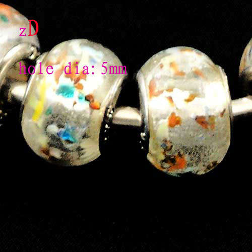 Murano Style Bead, White Graffiti fits most European Style Charm Bracelets