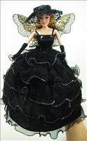 Barbie Clothes, Handmade, Stunning Black Dress with Wings and Hat