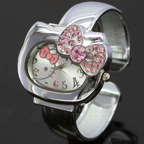 Hello Kitty Bracelet Watch with Pink Crystals