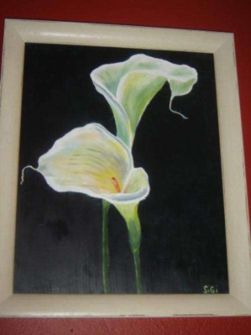 Original Oil Painting "Arum Lilies" fully framed