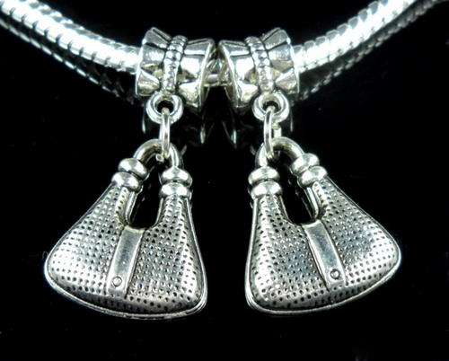 Tibetan Silver Dangling Bead - BAG Handbag, fits most European Charm Bracelets