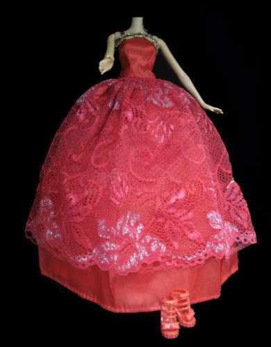 Barbie Clothes, Handmade, Red Princess Dress / Gown