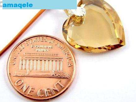 Lovely Swarovski Heart Pendant Champagne Colour with lovely organza ribbon necklace