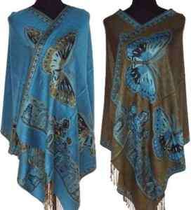 Lovely Pashmina Scarf, Mesmerising blue Butterfly