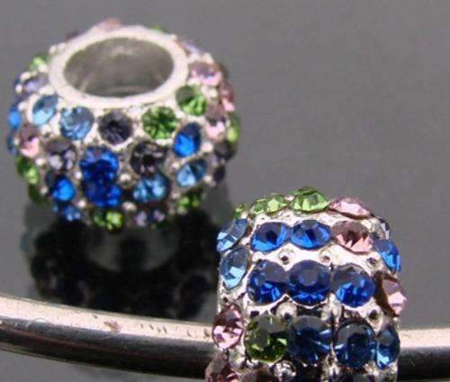 Bead with Swarovski Crystals,  fits most European Charm Bracelets - Multi Colour