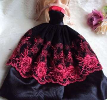 Barbie Fashion House -  Clothes, Handmade, Evening Dress Black / Red