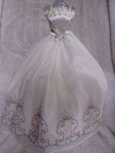 Barbie Fashion House, Handmade, White Evening Dress Gown