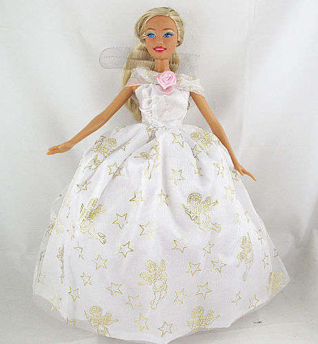 Barbie Fashion House, Handmade, White Evening Dress Gown