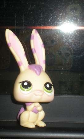 Rare, Littlest Pet Shop, Bunny purpel Dots, Green Eyes