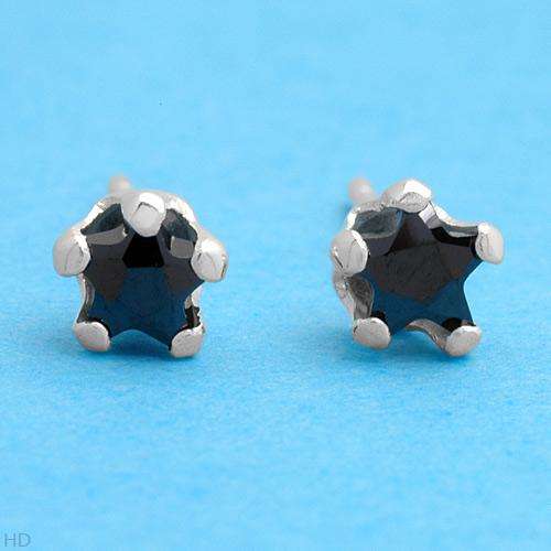 Sterling Silver Stud Earrings Black Crystal