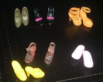 Barbie Shoes, 6 pairs with glass slippers