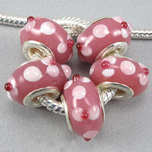Bead, Murano Style Bead, Pink