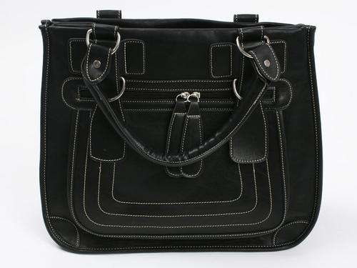 Faux Leather Handbag, Black