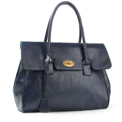 Faux Leather Handbag, Navy