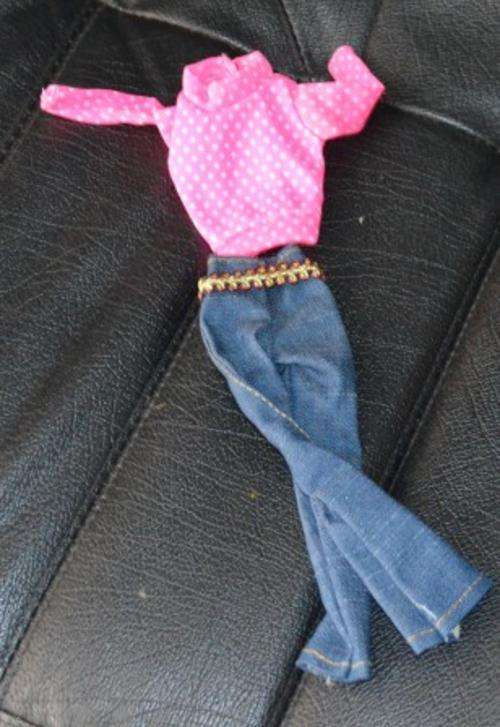 Barbie Fashion House -  Clothes, Handmade, 2pcs pants Set with pink shirt