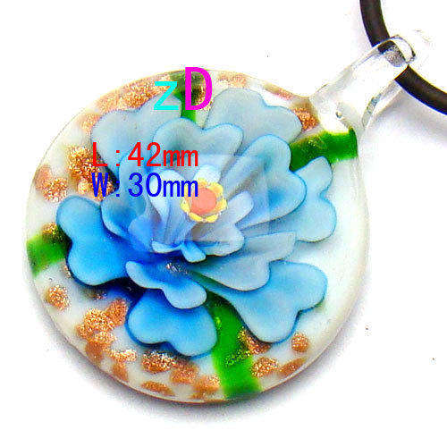 Dichroic Glass Pendant - Blue Flower