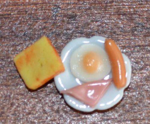 Miniature Food, Re-ment, Collectable Handmade Dollhouse Miniature breakfast on Plate