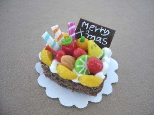 Barbie Miniature, Re ment - Miniature Food - Christmas Cake