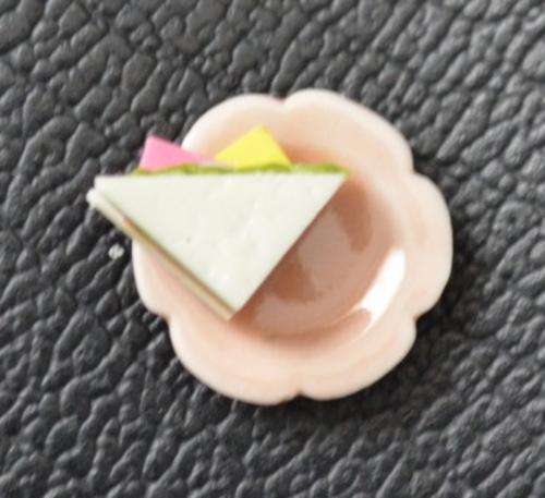 Barbie Miniature Food, Re ment Cake; Ham and Cheese Sandwich on Plate