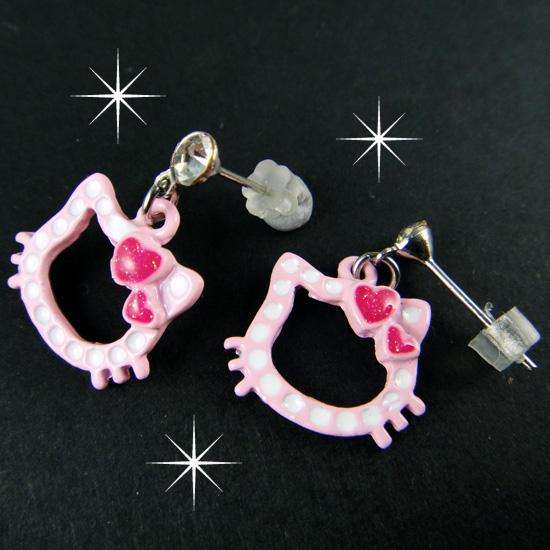 Hello Kitty Earrings Pink, Dangling