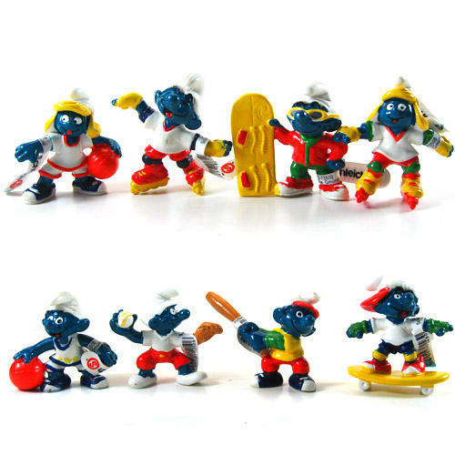 SMURF, and more Smurfs - Sport Smurf - Set of 8 figures