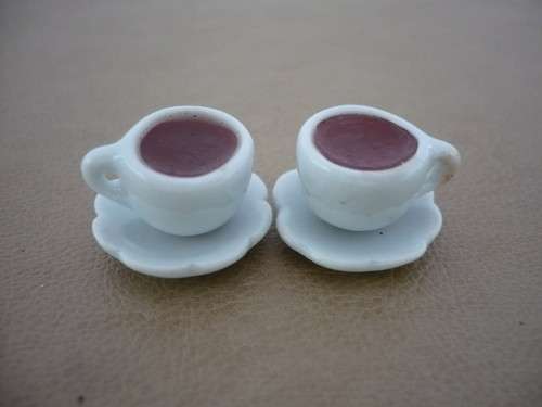 Miniature Food, Re-ment, Collectable Handmade Dollhouse Miniature Coffee cups x2