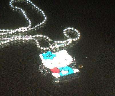 Hello Kitty Necklace - pink with flower blue