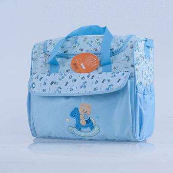 Nappy Diaper Bag, Blue with Teddy