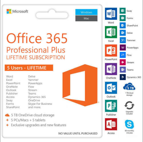 Microsoft Office 365 For Windows & Mac Professional Plus LifeTime Subscription!!!