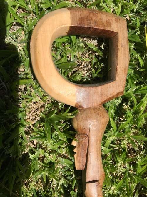 LOT OF 2 HAND MADE WOODEN AFRICAN CRAFT WALKING STICKS , 1M LONG , 1 HEAD , 1 WOMAN, COLLECTORS ITEM