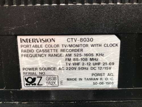INTERVISION TV RADIO CASSETTE COMBI,  VINTAGE COLLECTORS ITEM